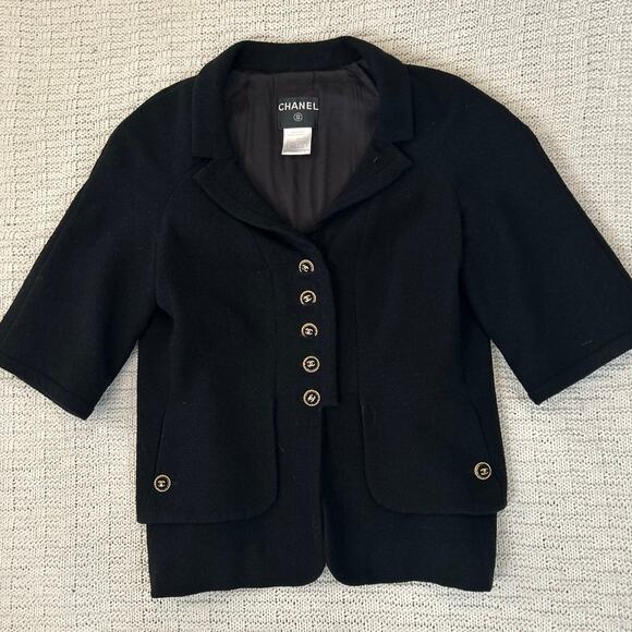 Chanel Black Tweed Jacket Blazer Tulip Skirt Suit FR 46 44 US 10 12 14 07P - Picture 2 of 16